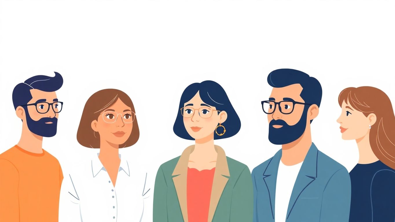 Illustrasjon av kundesegmentering med mangfoldige karakterer.