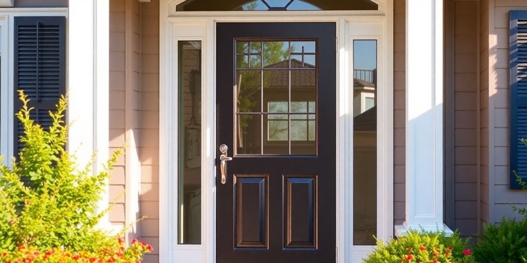 Elegant Anderson storm door at a modern home entrance.