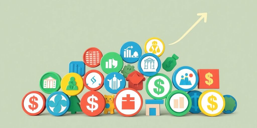 Group of diverse investment funds growing together.
