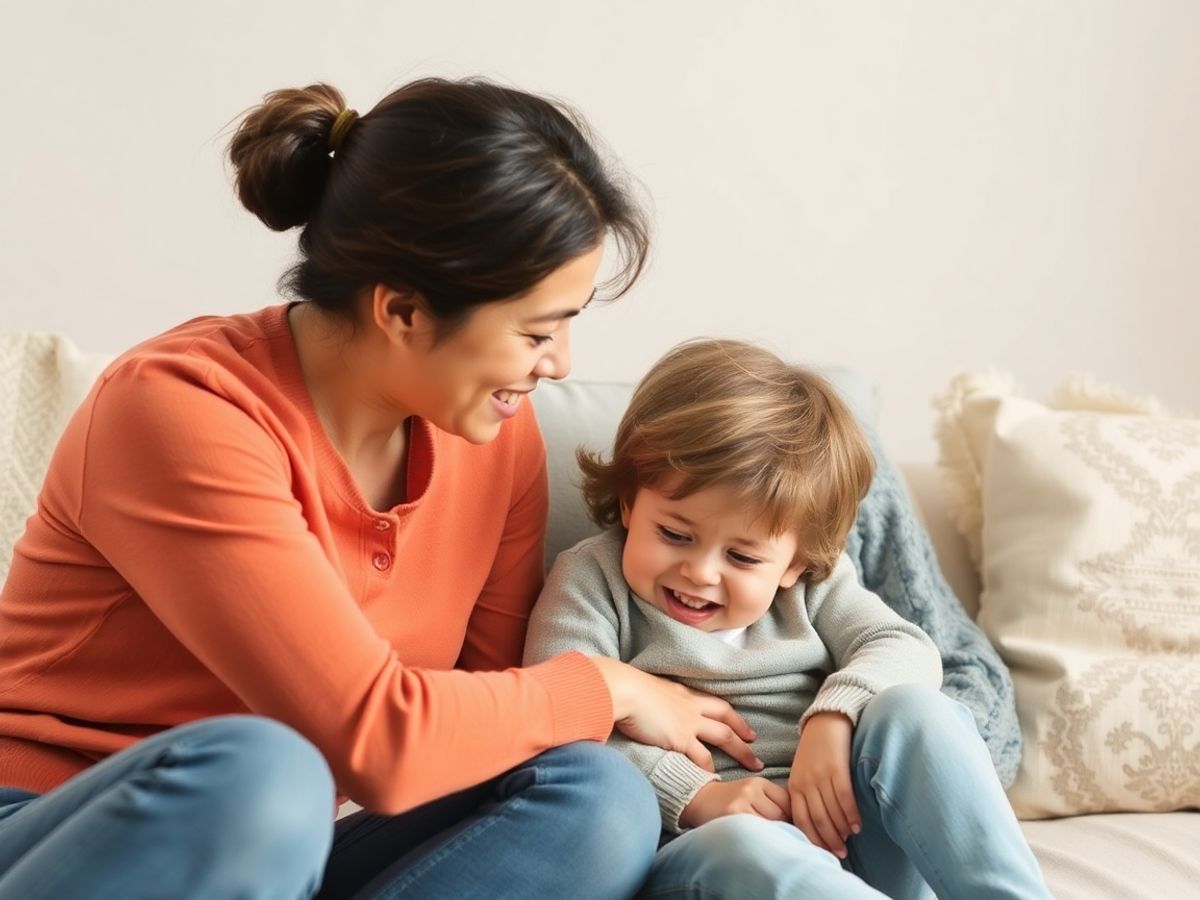 Parinte calm cu copil supărat într-un mediu relaxant.