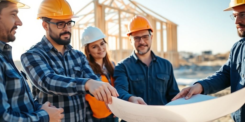 Contractor discusses blueprints with homeowner.