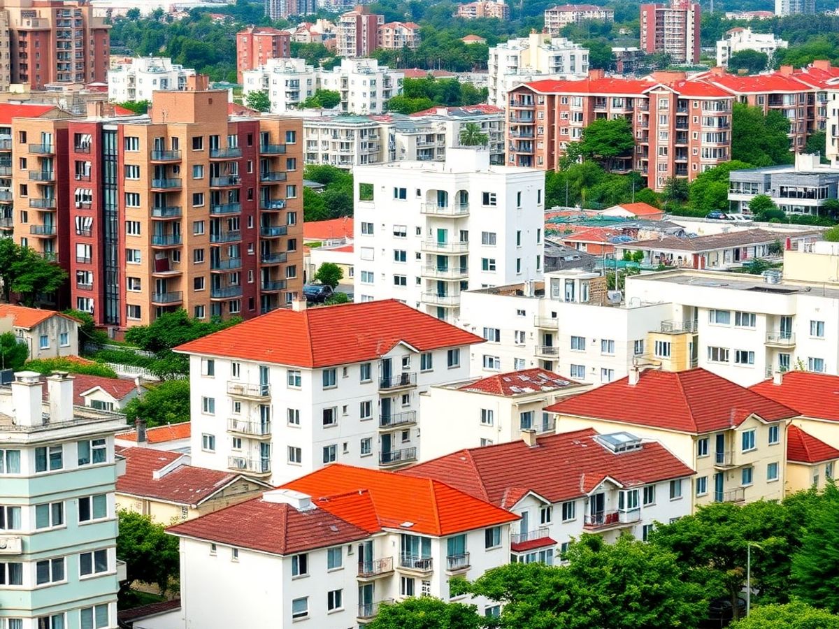 Clădiri moderne, case, apartamente, piața imobiliară.