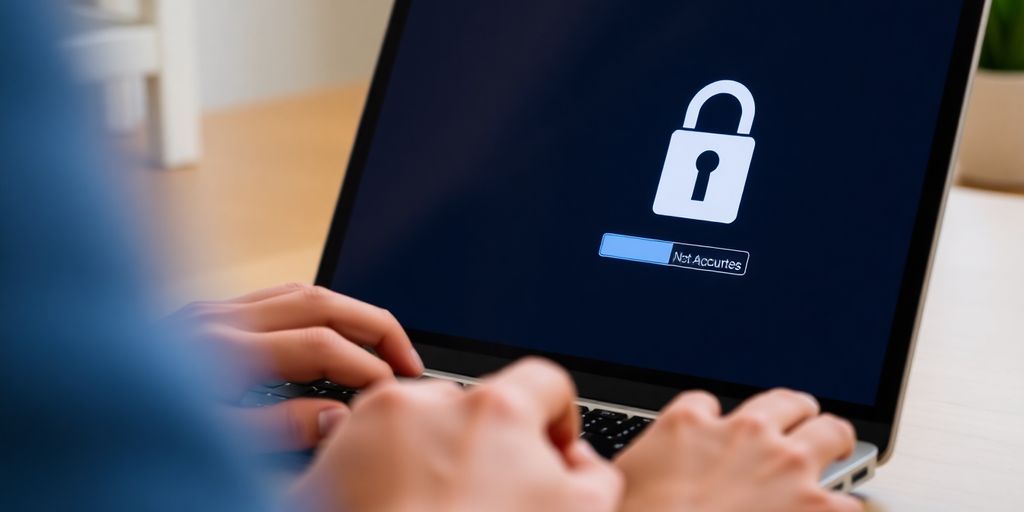 Person using laptop for secure online access.