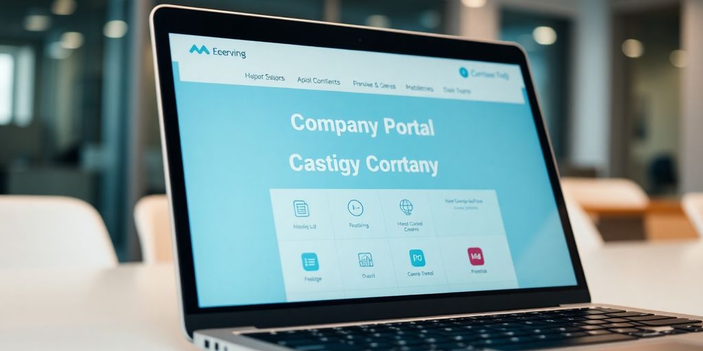 Laptop screen displaying company portal.