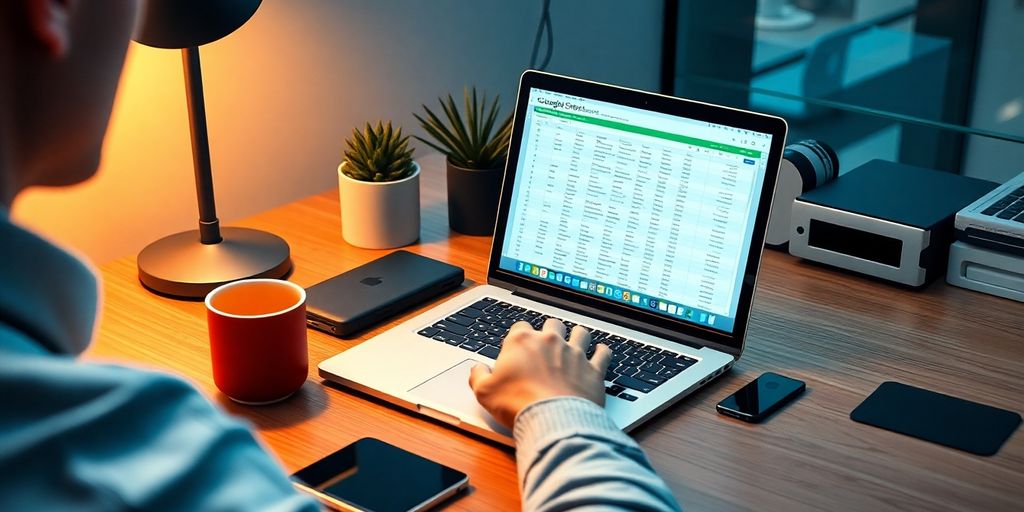 Person using Google Sheets for API data automation.