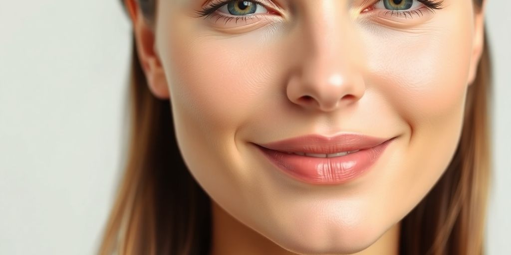 Woman with radiant, even-toned skin smiling.