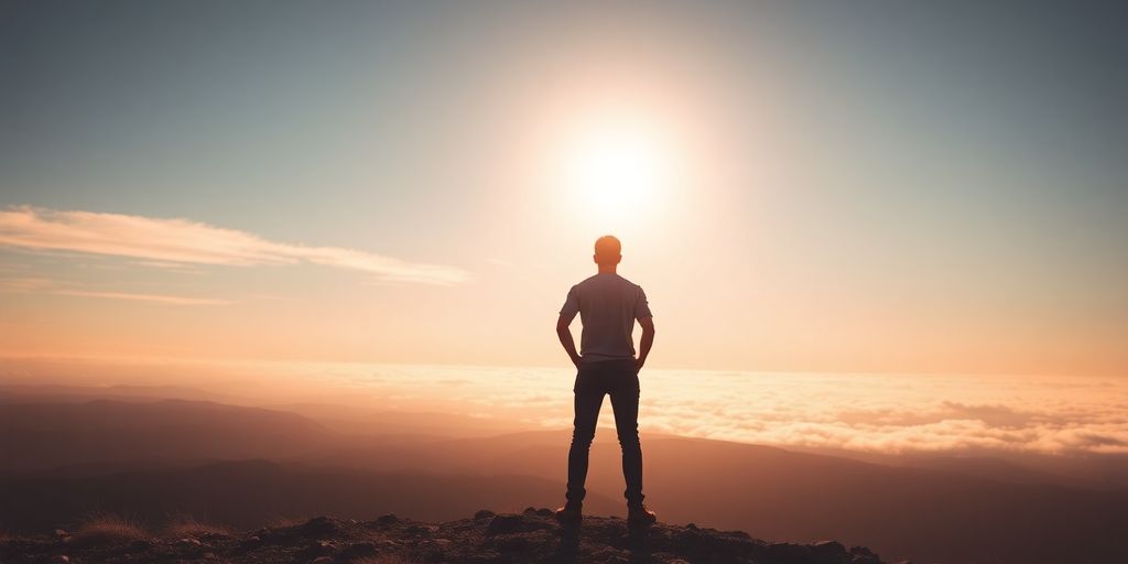 Person looking at a bright future.