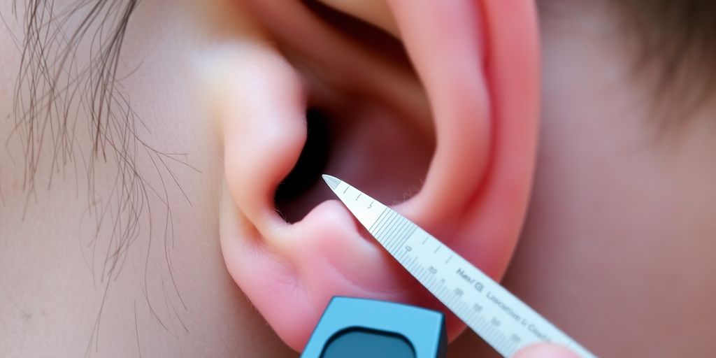 Kulak ölçümü yapan cihazla yakın çekim
