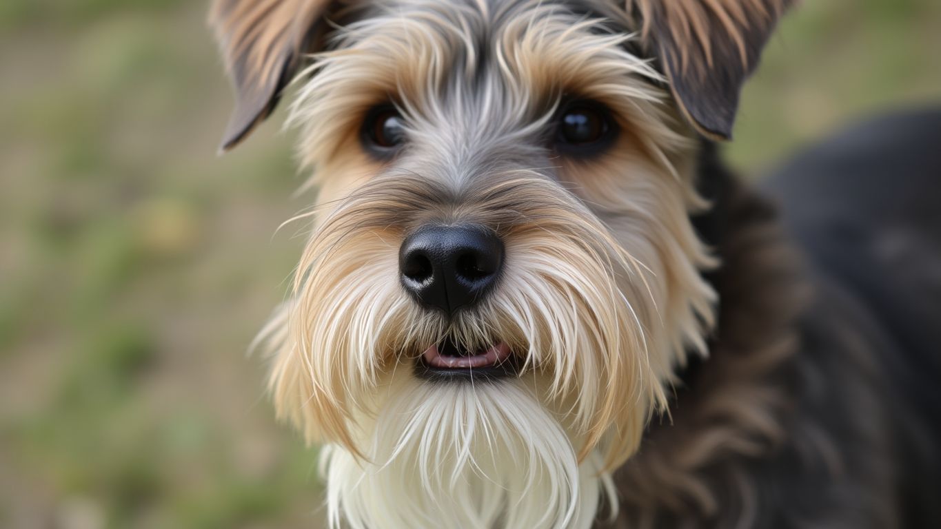 Close-up of a Lakeland Terrier in nature.