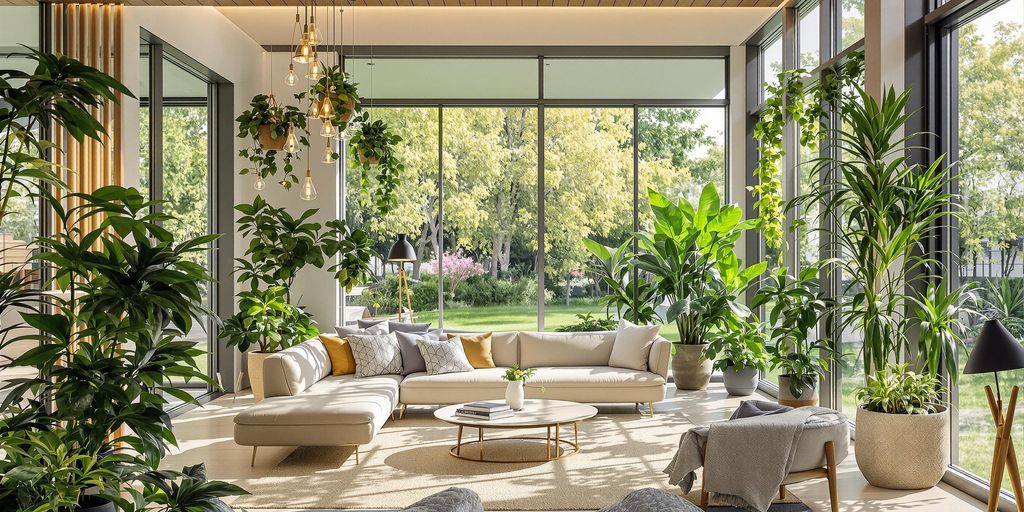 Modern energy-efficient home interior with natural light.