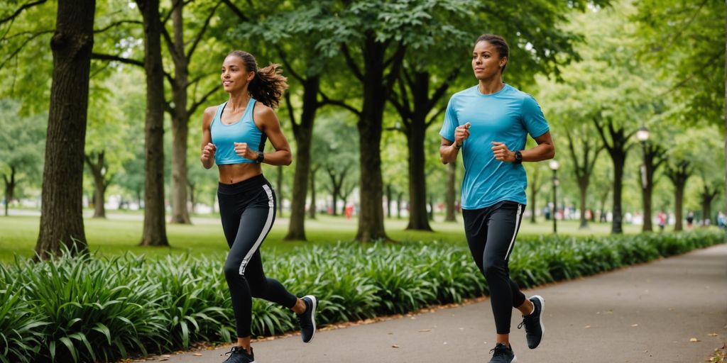 Couple jogging in a park