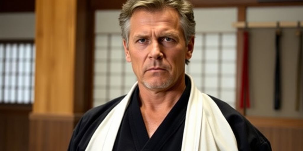 Martin Kove in Cobra Kai dojo