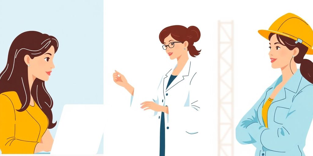 Diverse women thriving in various modern careers.