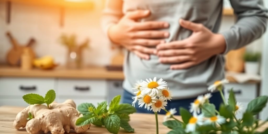 Herbal remedies for stomach pain relief.