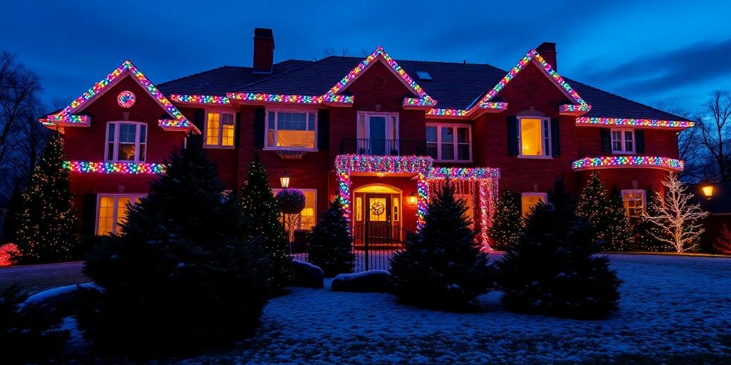 Ladue home, vibrant Christmas lights