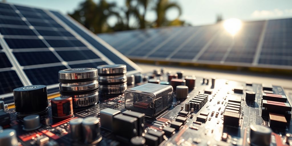 Circuit imprimé avec isolation galvanique visible, environnement PV.