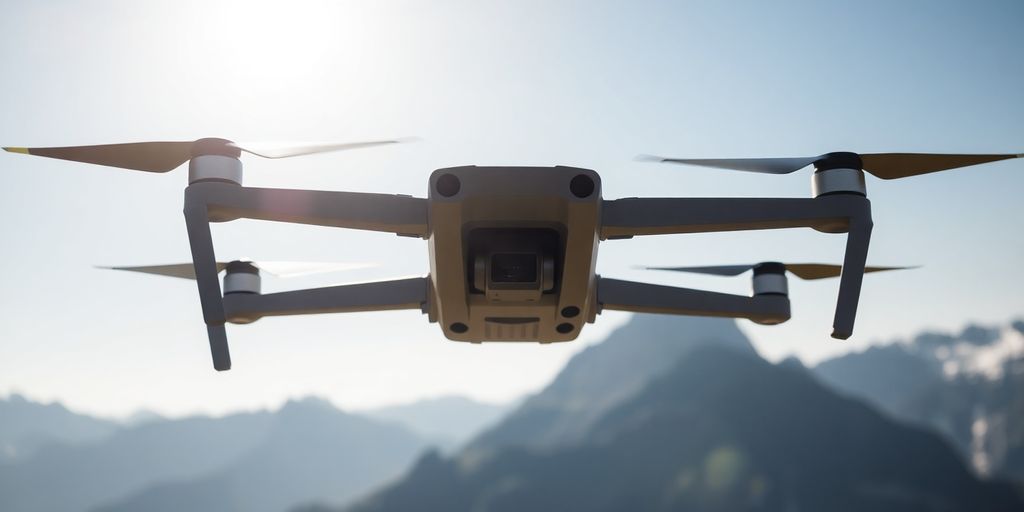 Drone volant près de montagnes suisses.