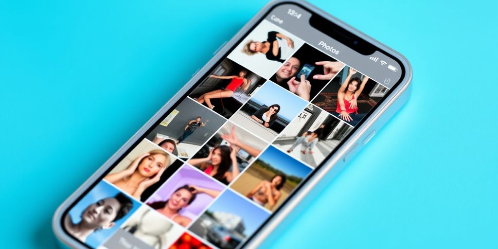 Redesigned Photos app interface on iPhone.