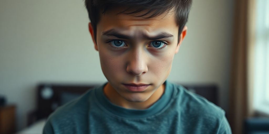 Person looking confused, with blurred background.