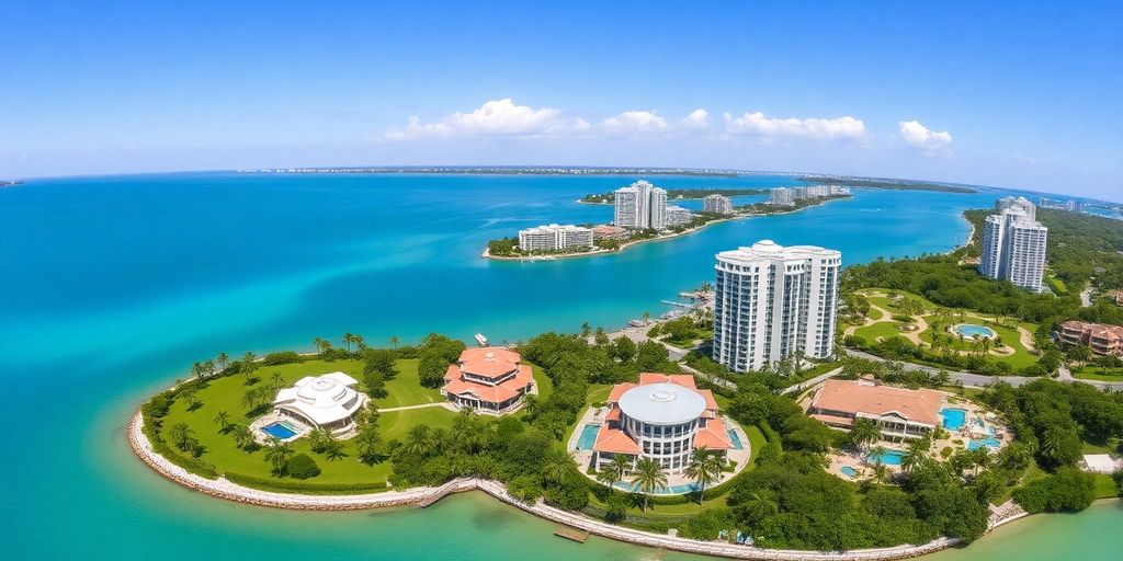 Luxury waterfront condos on Williams Island, Florida.