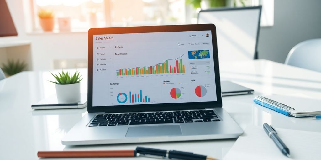 Tableau de bord de vente sur un ordinateur portable.