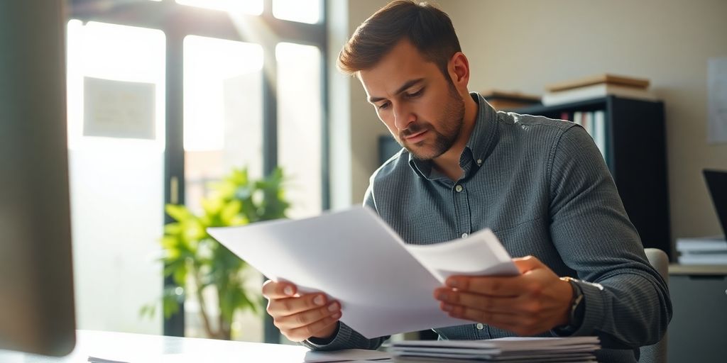 Australian business owner reviewing financial documents