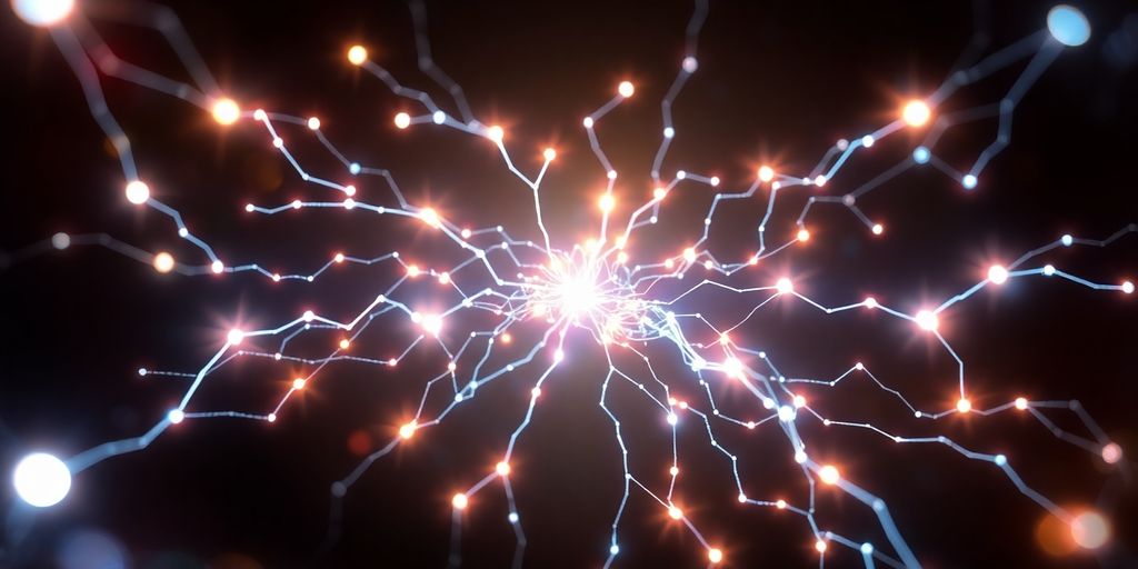 AI brain processing glowing data streams.