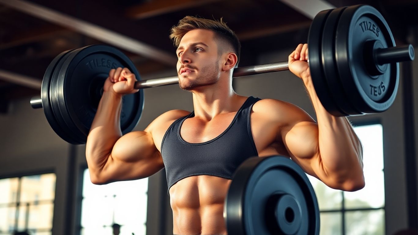 Man lifting weights, healthy lifestyle