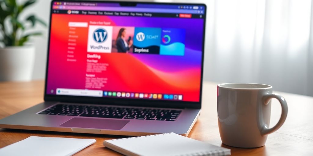Computer screen showing WordPress dashboard with workspace.
