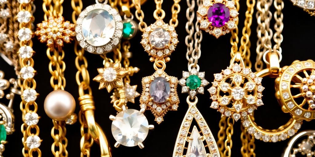 Bijoux variés en or, argent et pierres précieuses.