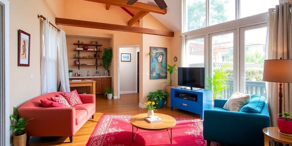 Warm interior of a welcoming Airbnb accommodation.