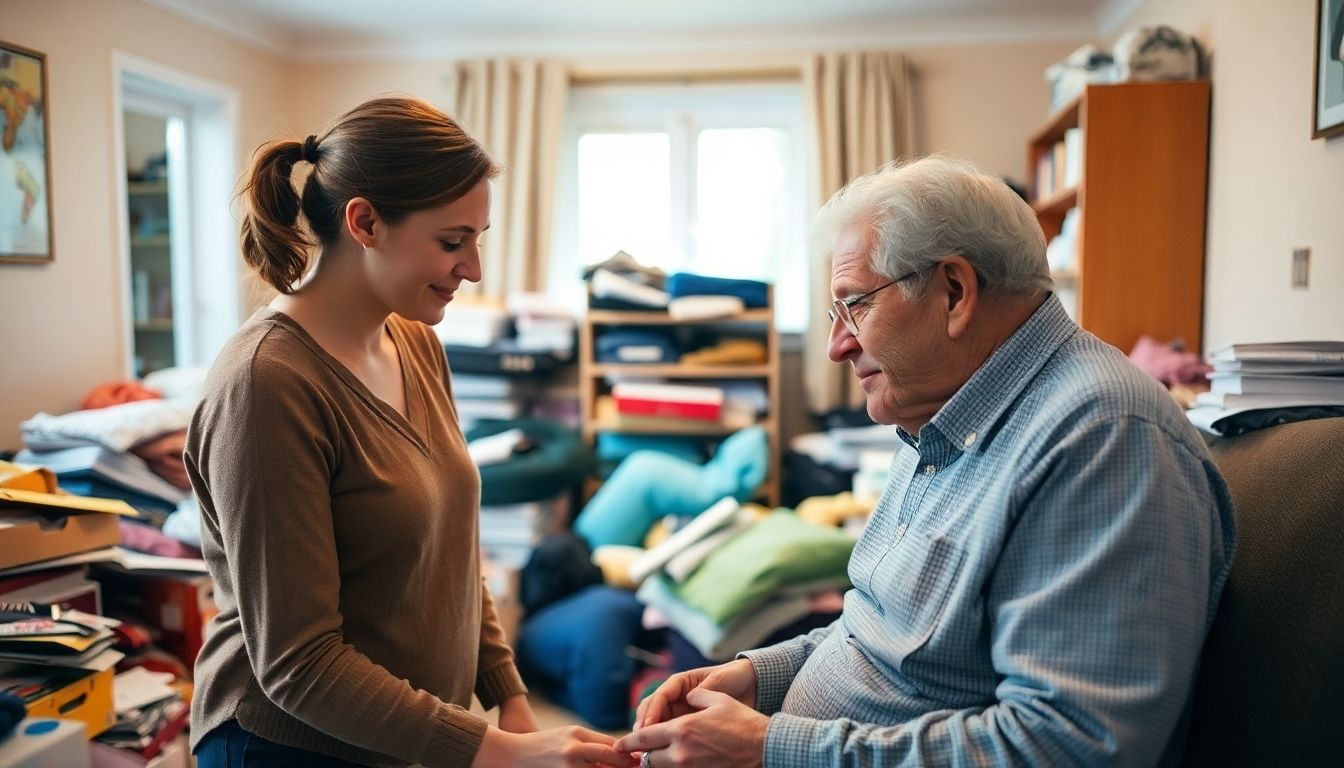 A compassionate house clearance scene in London.