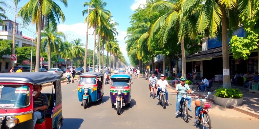 Street view of transportation in Udon Thani.
