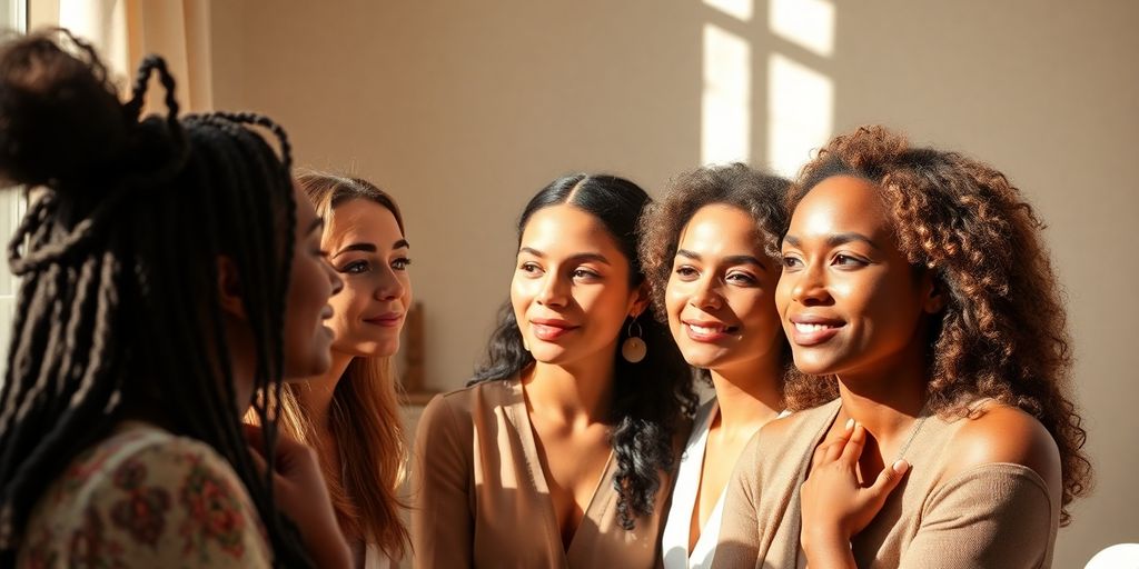 Group consultation for skincare with diverse individuals.