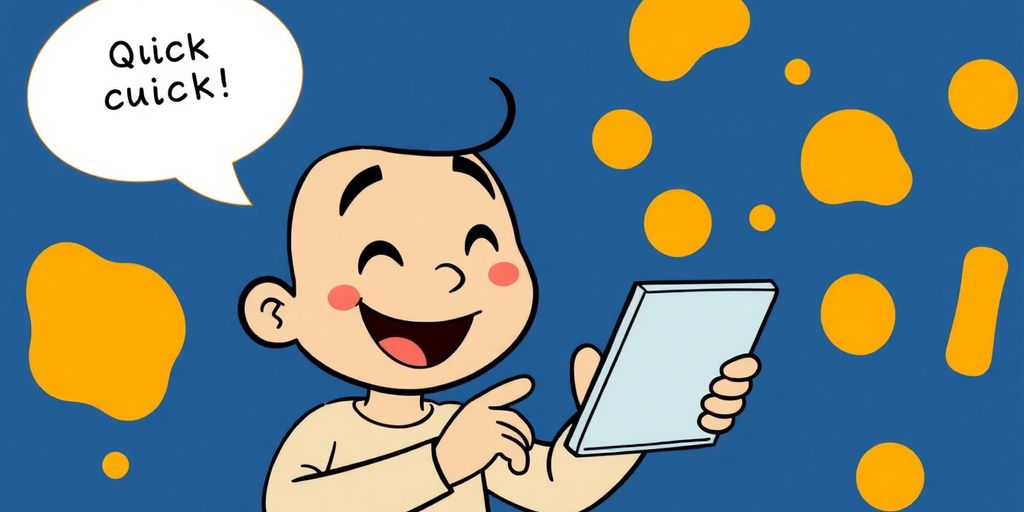 Animated person happily completing an online loan application.