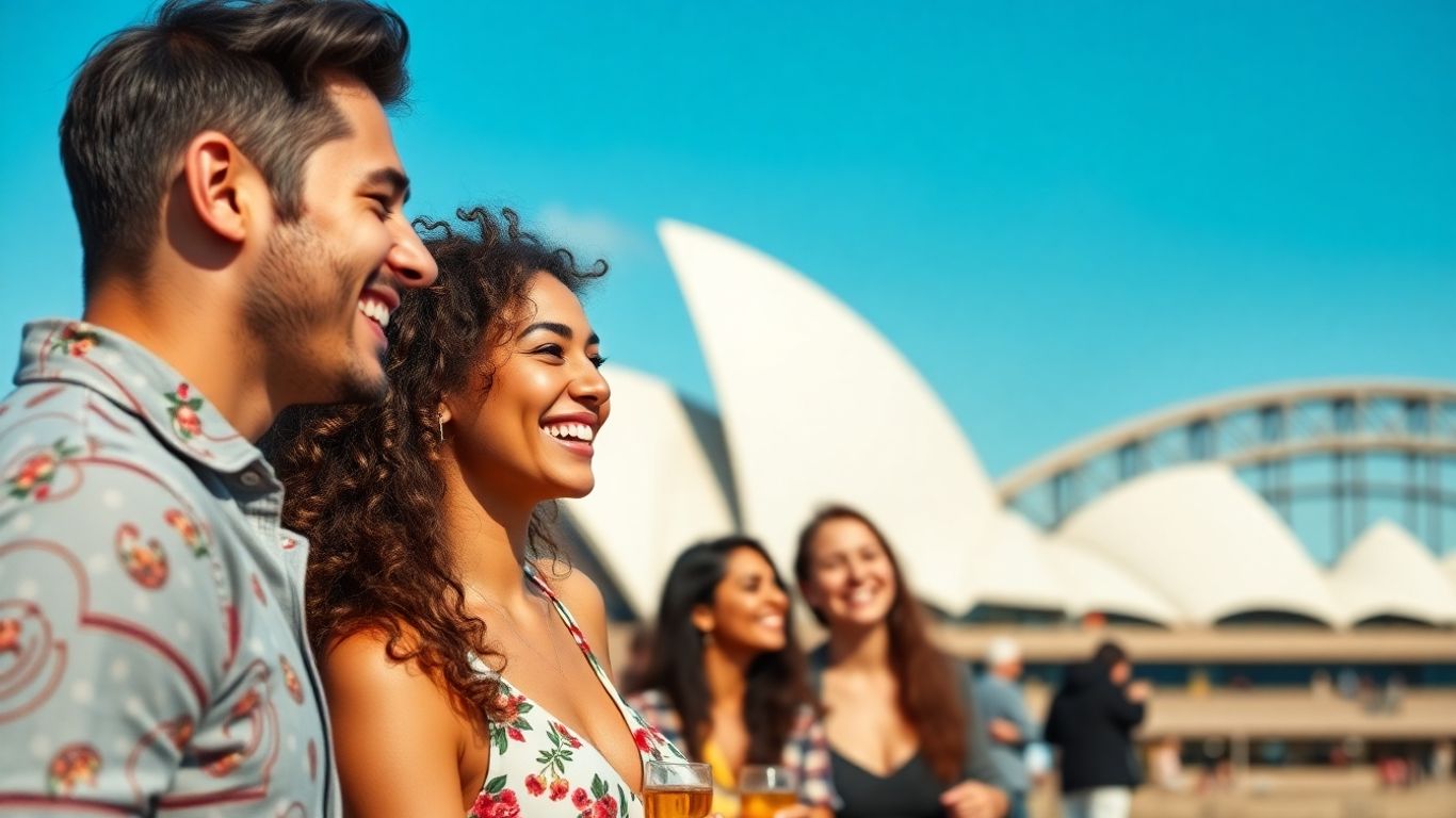Happy Aussie couples enjoying outdoor dates.