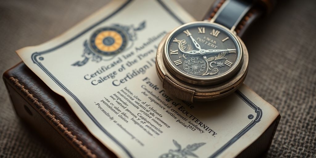 Détails d'un article vintage avec certificat d'authenticité.