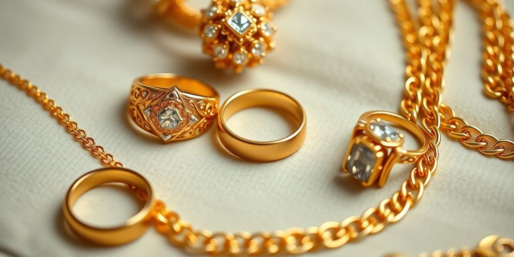 Bijoux en or sur fond de velours doux.