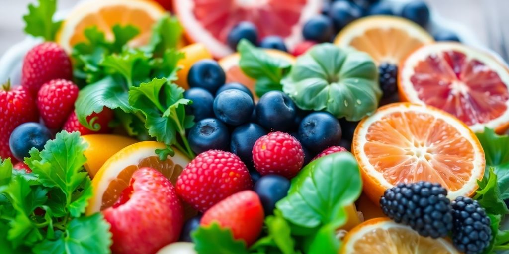 Colorful fruits and vegetables for healthy nutrition.