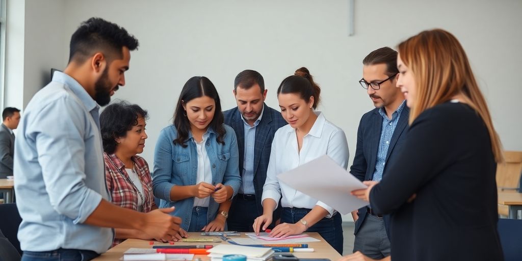 Group of professionals in a skill development workshop.