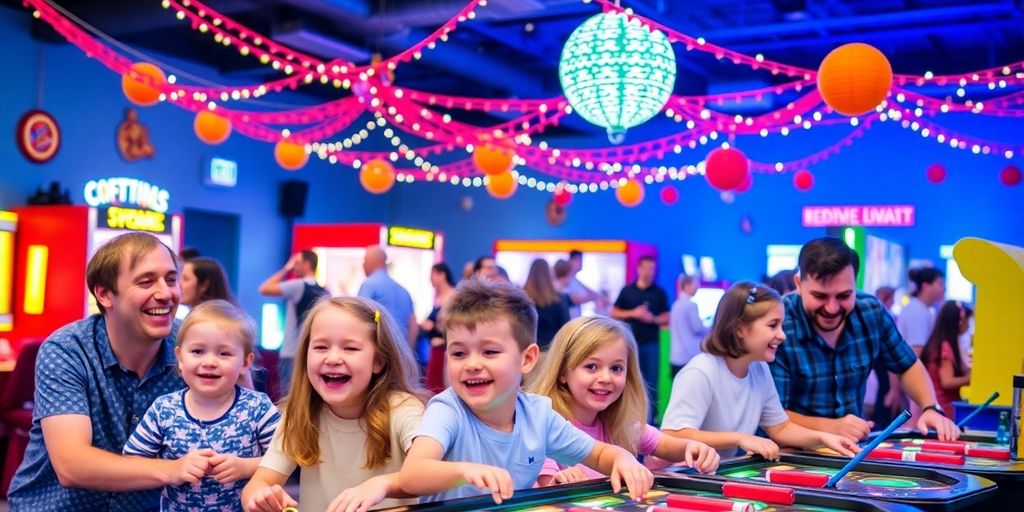 Families having fun at a lively entertainment venue in Leeds.