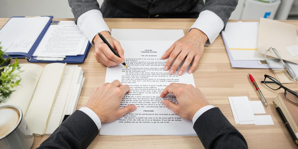 The sworn translator is working on the documents.