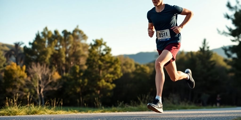 Runner on a trail during a long run training session.