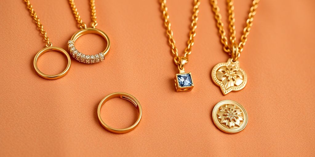 Bijoux en or sur un fond en velours.