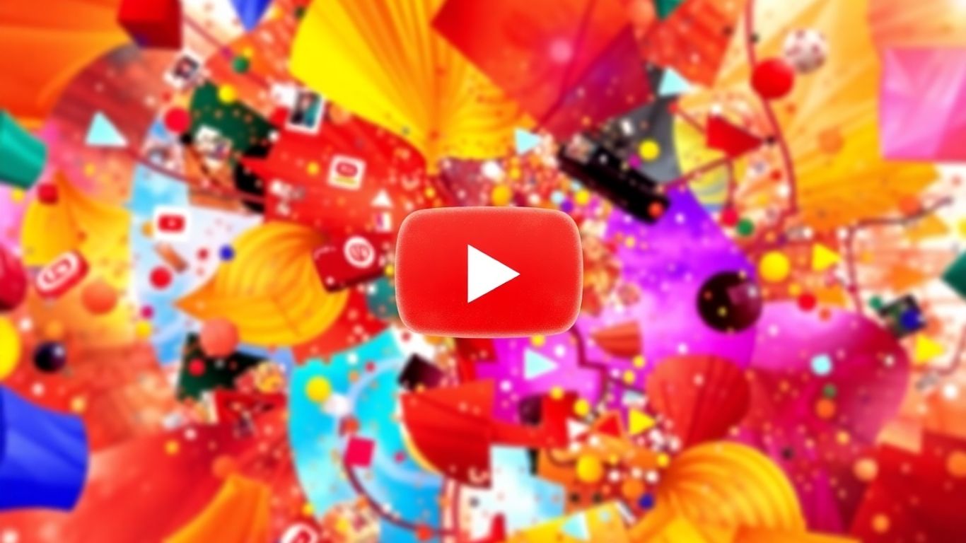 YouTube advertising concepts visualized with abstract shapes and colors.