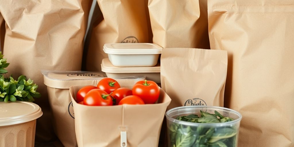 Eco-friendly food containers stacked neatly.