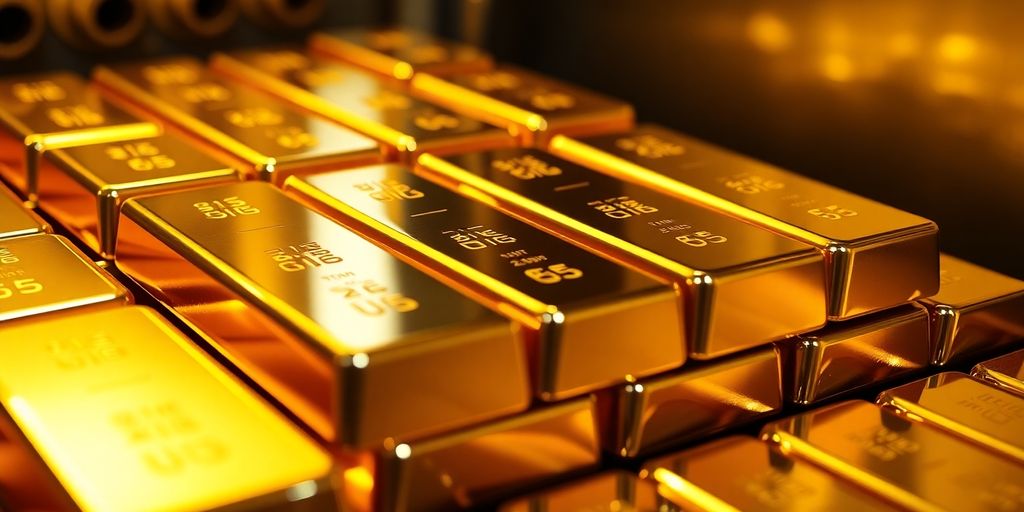 Lingots d'or dans un coffre fort.