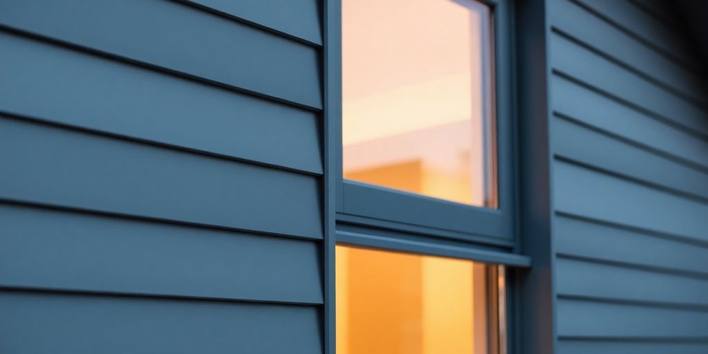 Modern huis met Novalit gevelbekleding en warme venstergloed.