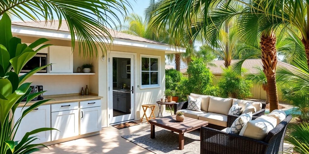 Cozy accessory dwelling unit in sunny Florida backyard.