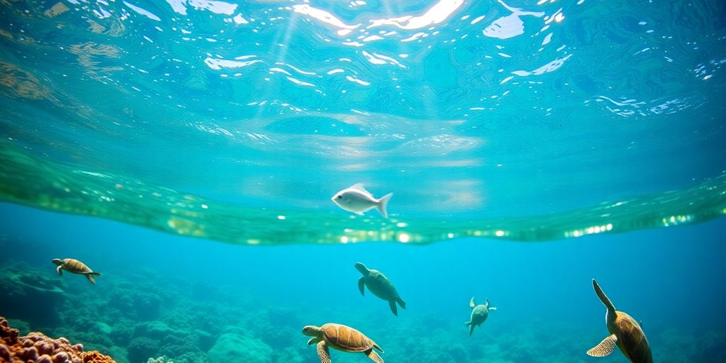 Colorful marine life in clear waters of Komodo Island.